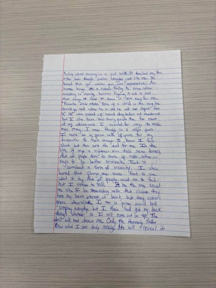 Handwritten letter referencing Proverbs 22:6